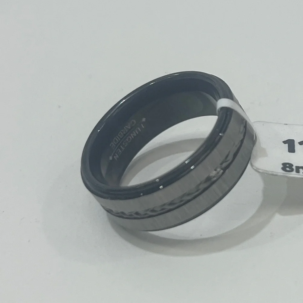 8mm black Tungsten with Braided Steel Rope Inlay Eternity Tungsten Wedding Band